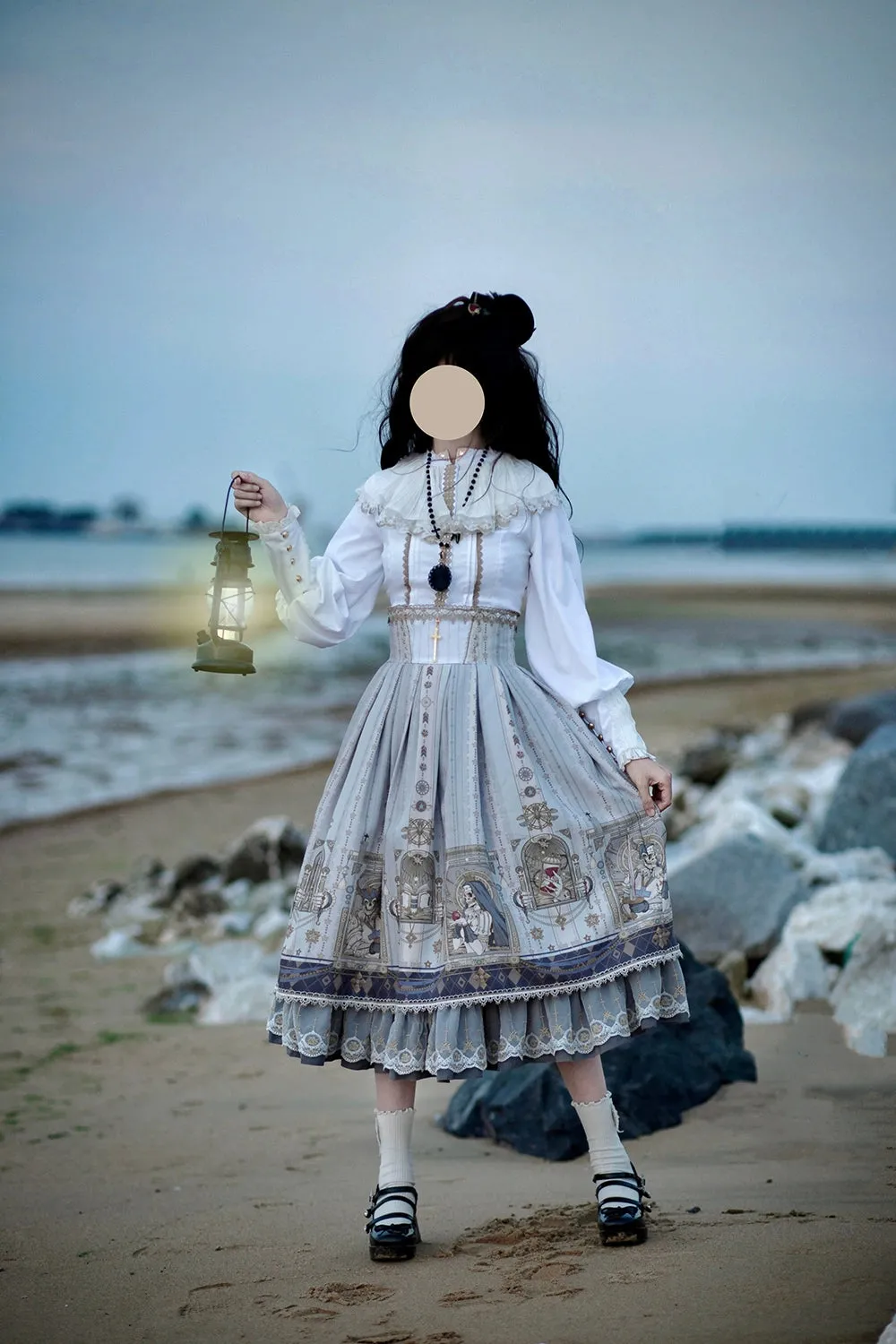 (BFM)Miss Point~Demon Hunting Notes~ Gothic Lolita SK Fishbone Skirt