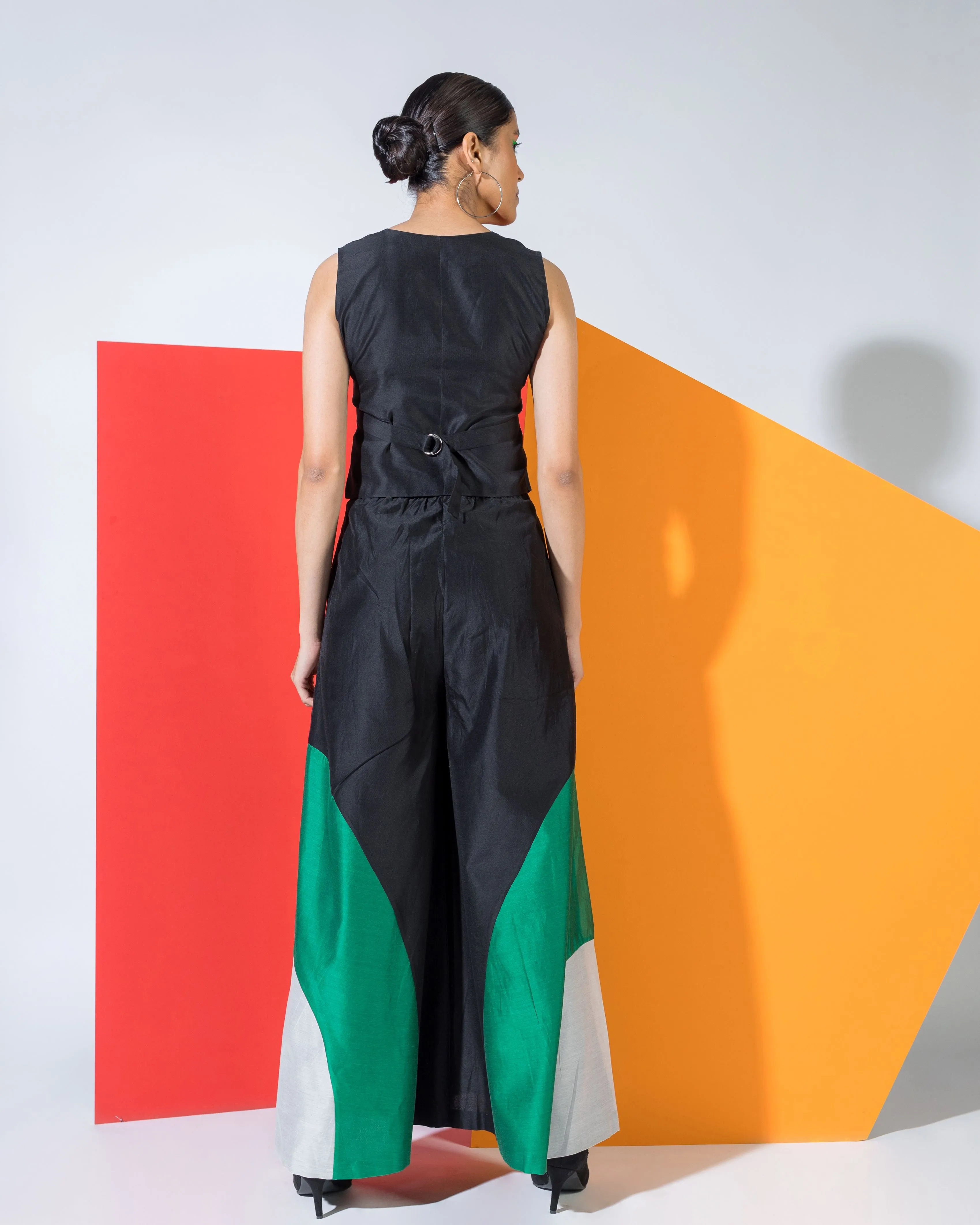 Colour Blocking Flared Pant Set