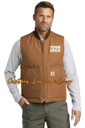 Custom Embroidered Carhartt Duck Vest - Includes 4in x 4in Embroidery - No Setup - Personalize your Carhartt Duck Vest with your Logo