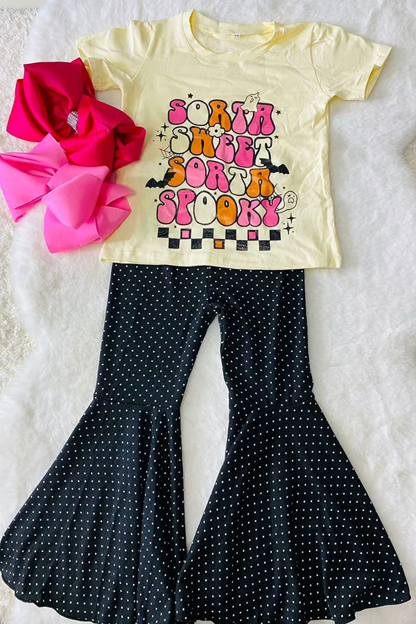 DLH2803 Wholesale fall halloween kids clothing printed girls outfit sets