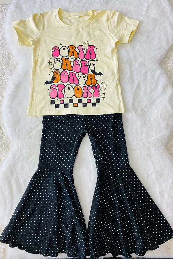 DLH2803 Wholesale fall halloween kids clothing printed girls outfit sets