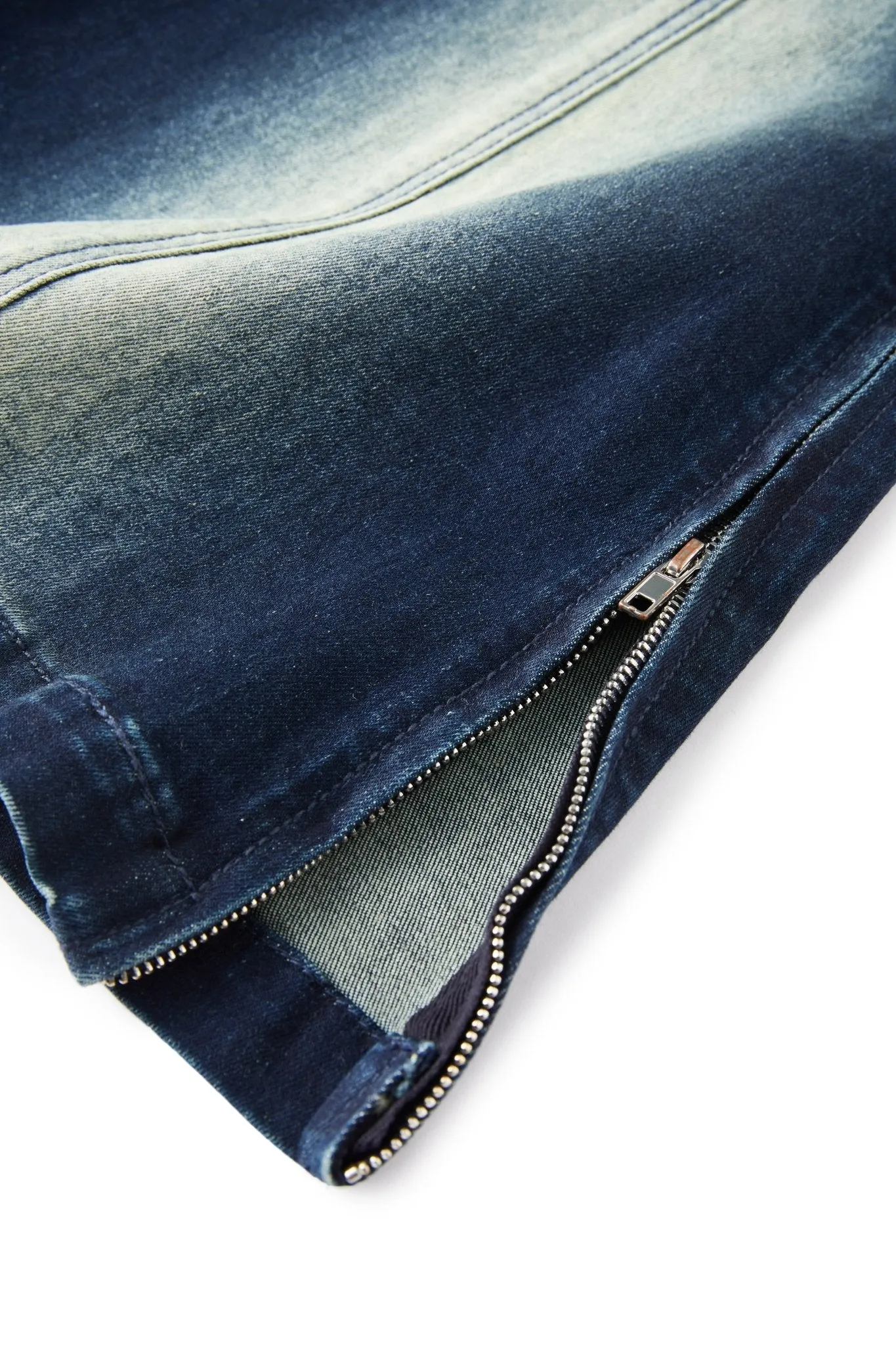 Double-buckle Skinny Acid-wash Denim Flared Pants