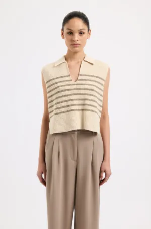 Enes Stripe Knit Vest Chestnut Stripe