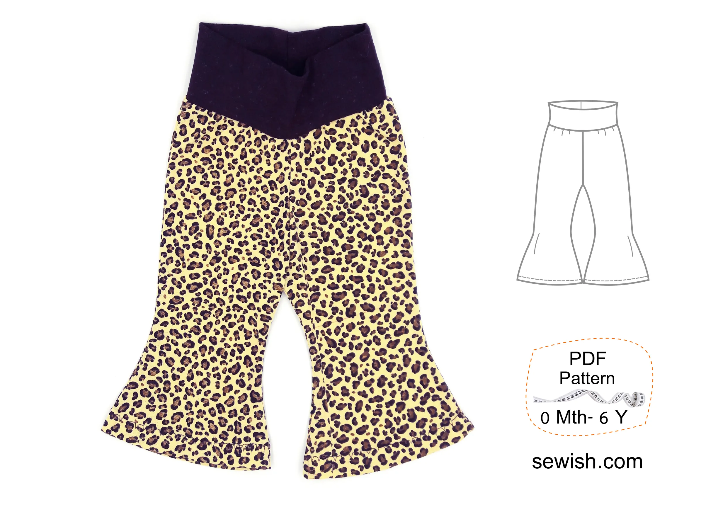 Flared Pants Baby Sewing Patterns,  Sizes 0 Month-6 YEARS