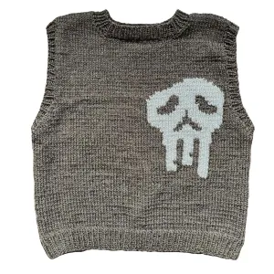 Green Moley Hand knitted Skull Sweater Vest