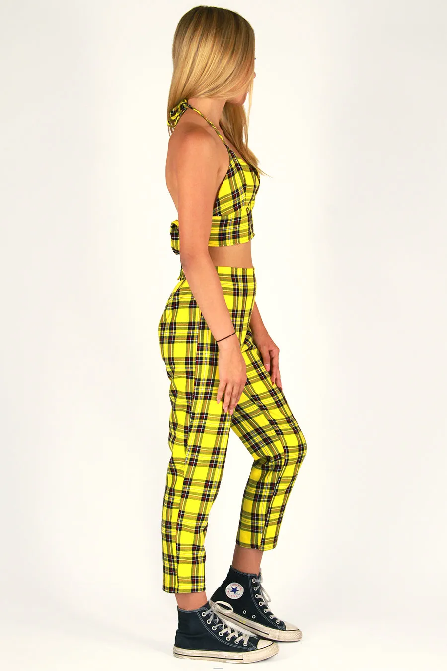 Halter Bralette and Pants - Yellow Plaid