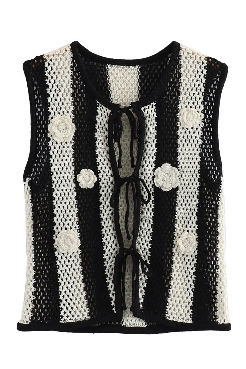 HWT1135 Floral knitted sweater vest