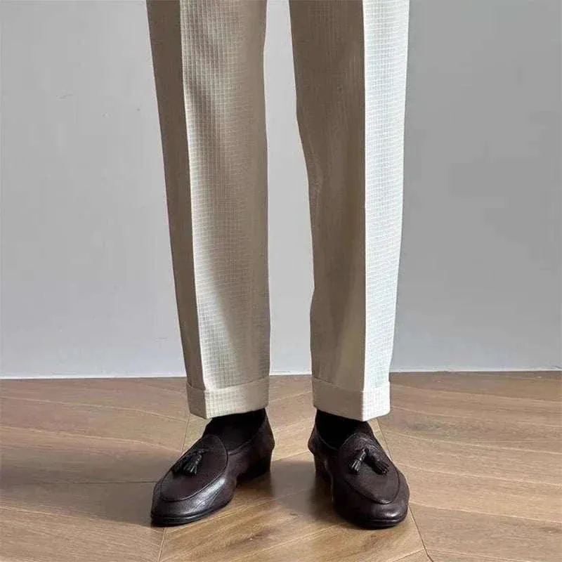 Lace-up belt high-waist trousers