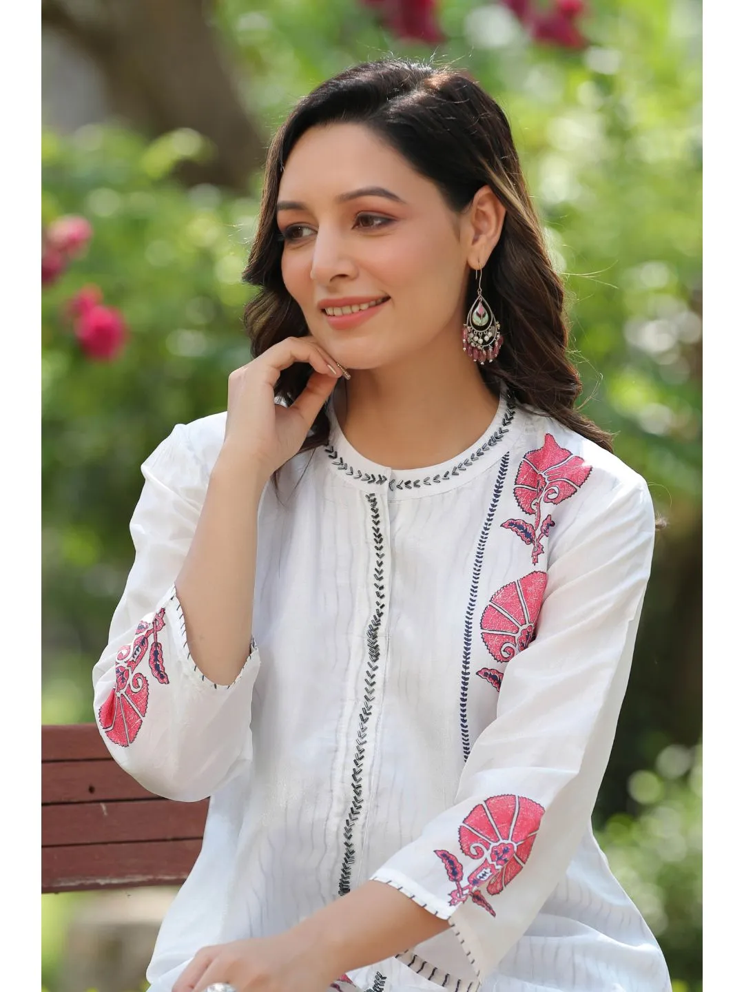 Lily White Viscose Silk Printed Co-Ord Set
