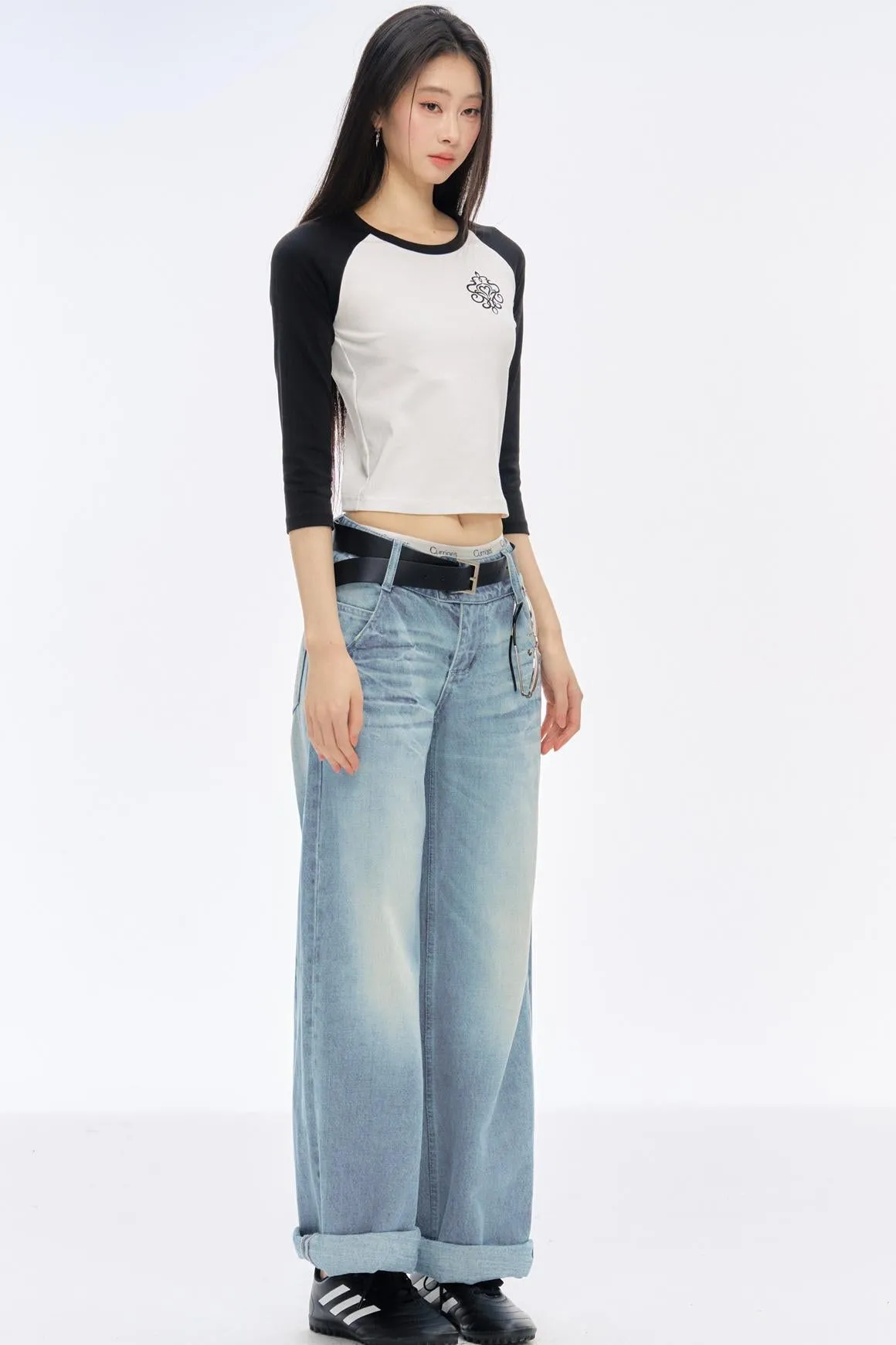 Low-Rise Slim High-Flared Jeans
