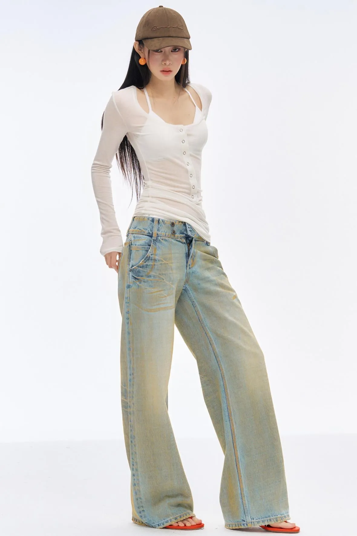 Low-Rise Slim High-Flared Jeans