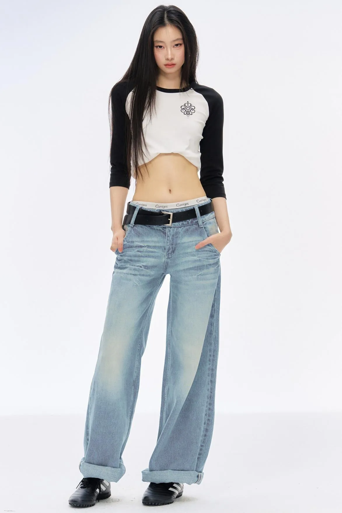 Low-Rise Slim High-Flared Jeans