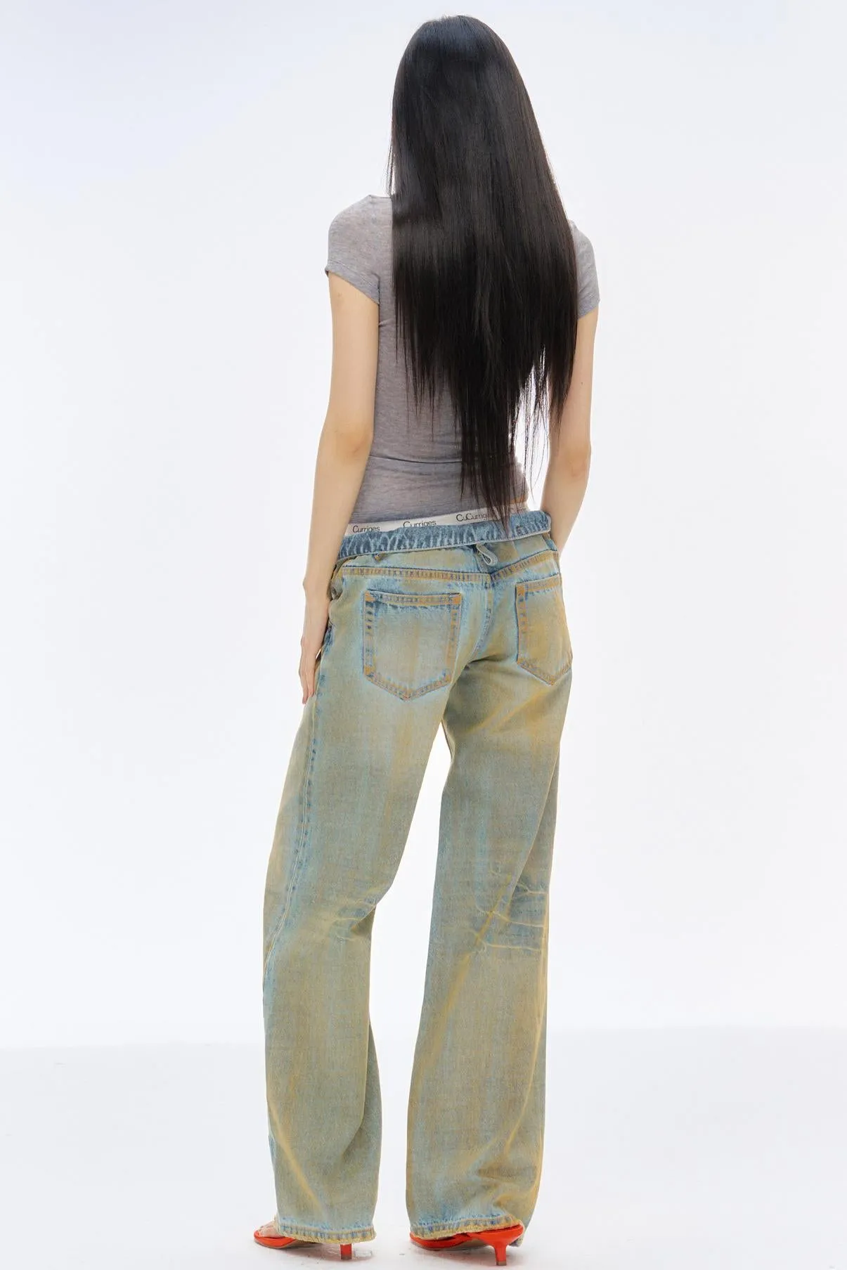 Low-Rise Slim High-Flared Jeans