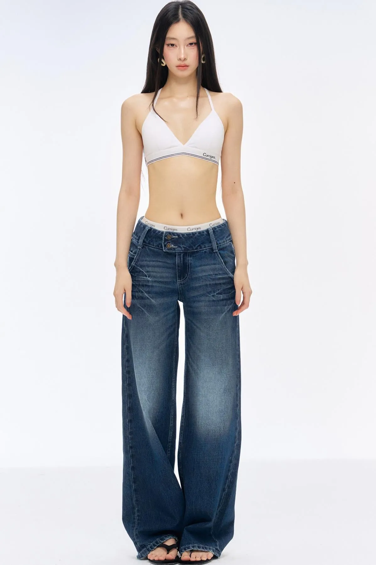 Low-Rise Slim High-Flared Jeans