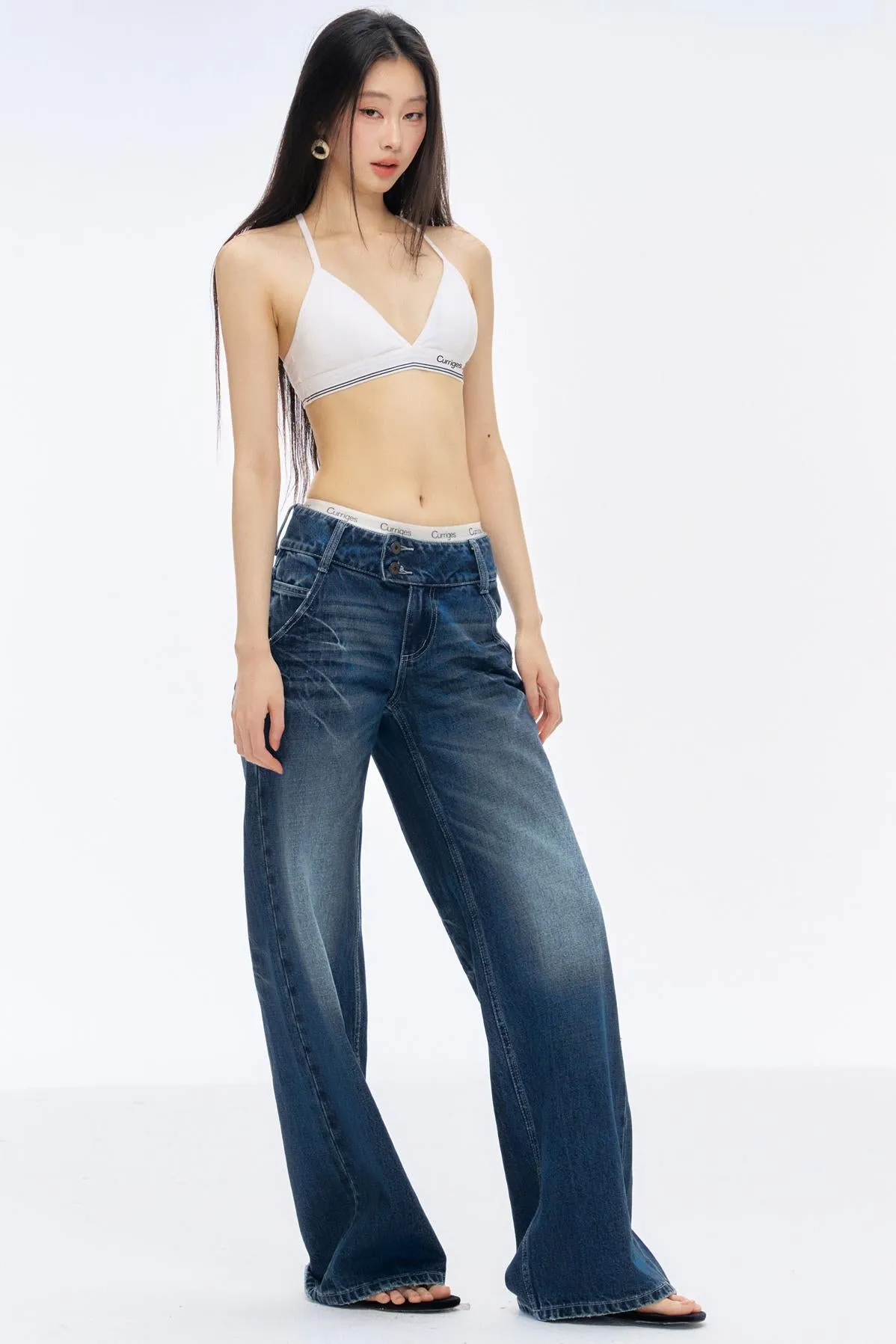 Low-Rise Slim High-Flared Jeans