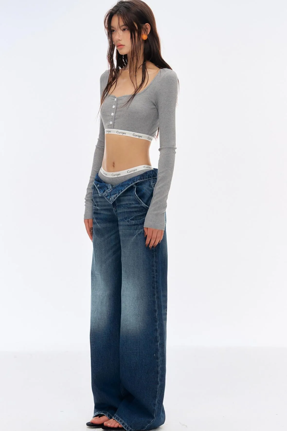 Low-Rise Slim High-Flared Jeans
