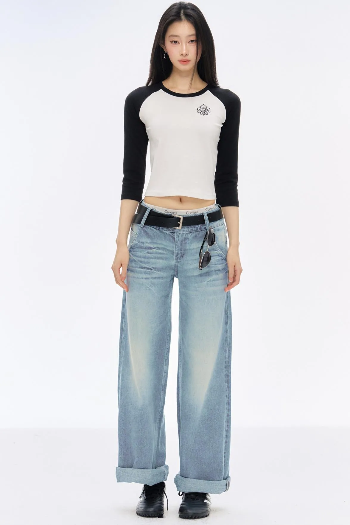 Low-Rise Slim High-Flared Jeans