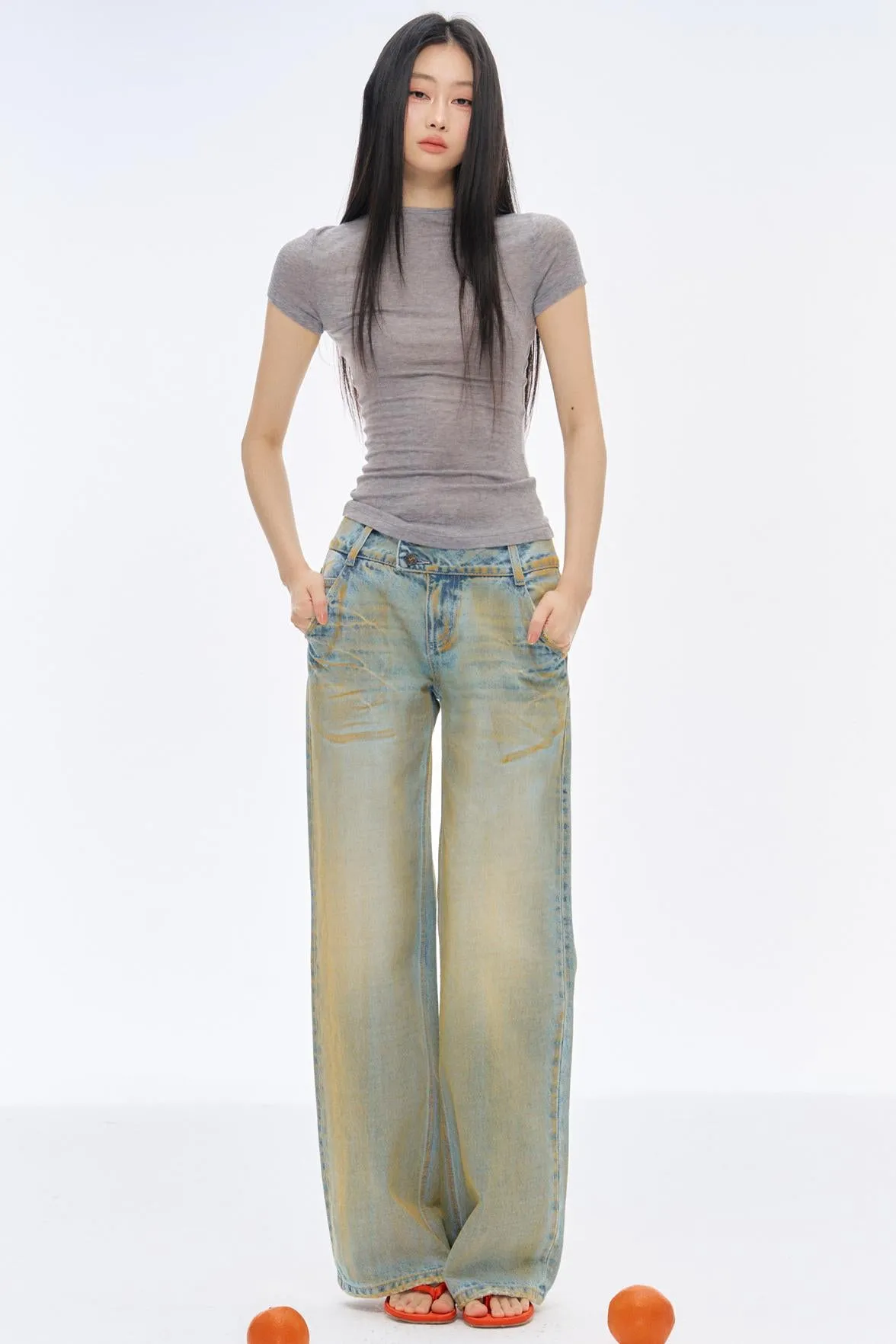 Low-Rise Slim High-Flared Jeans
