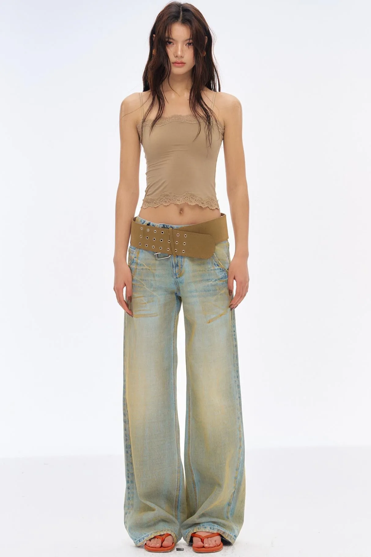 Low-Rise Slim High-Flared Jeans