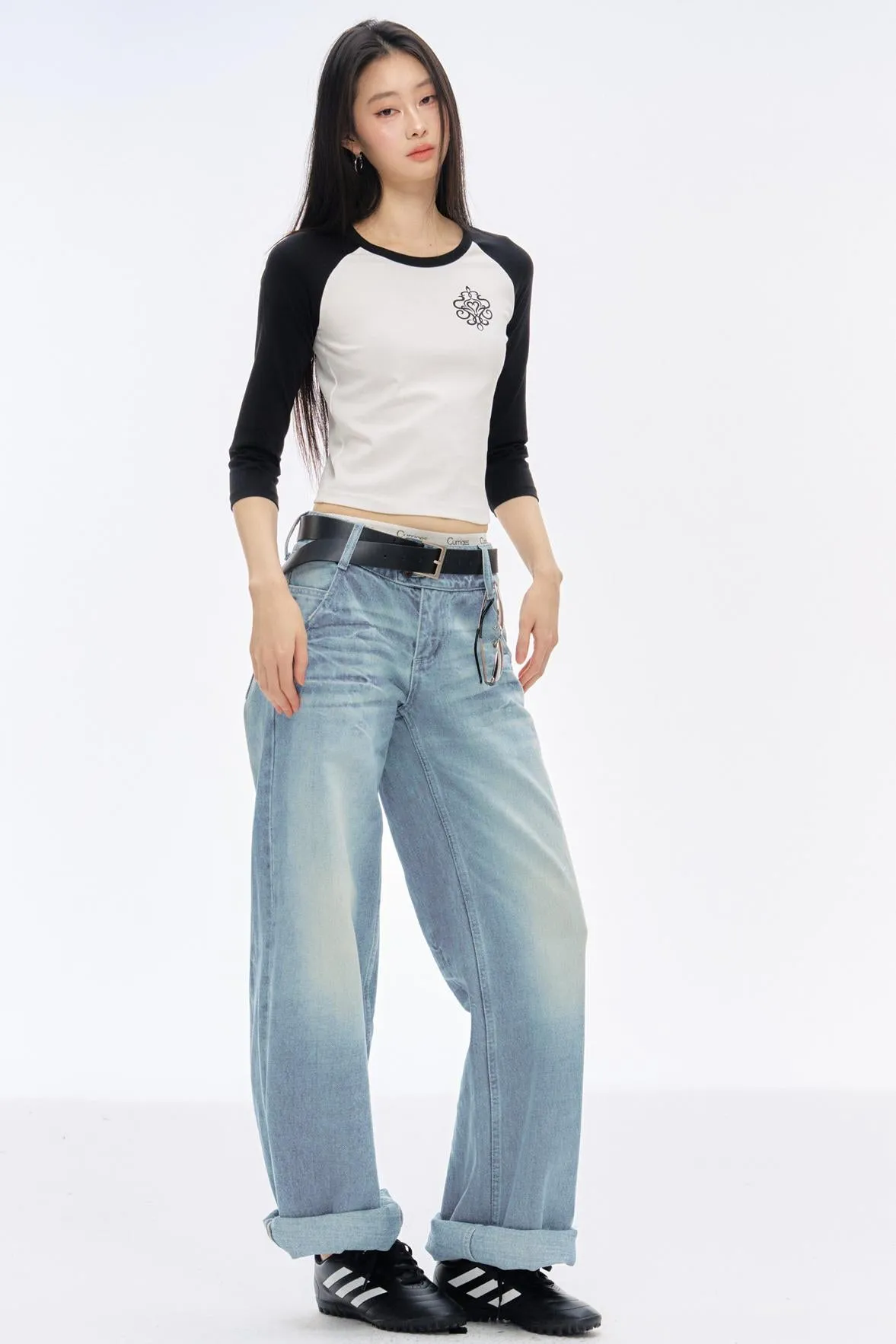 Low-Rise Slim High-Flared Jeans