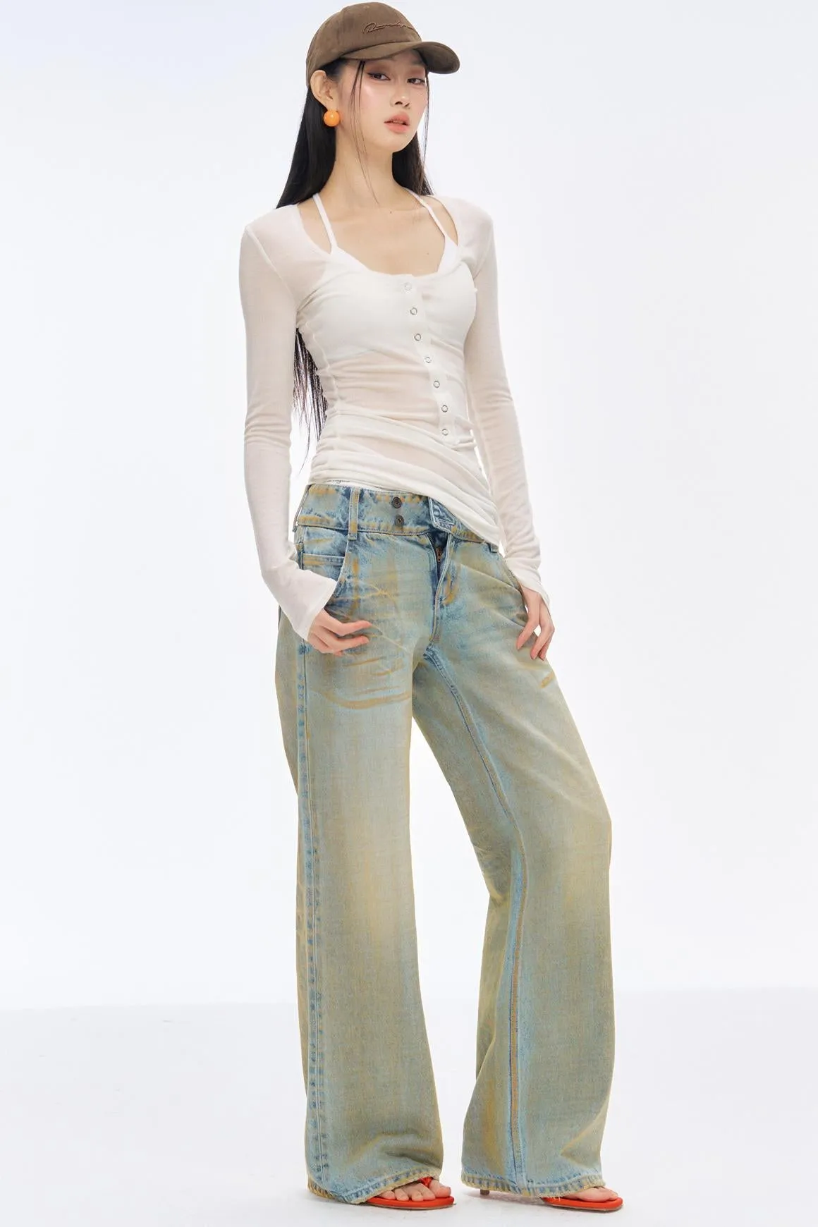Low-Rise Slim High-Flared Jeans