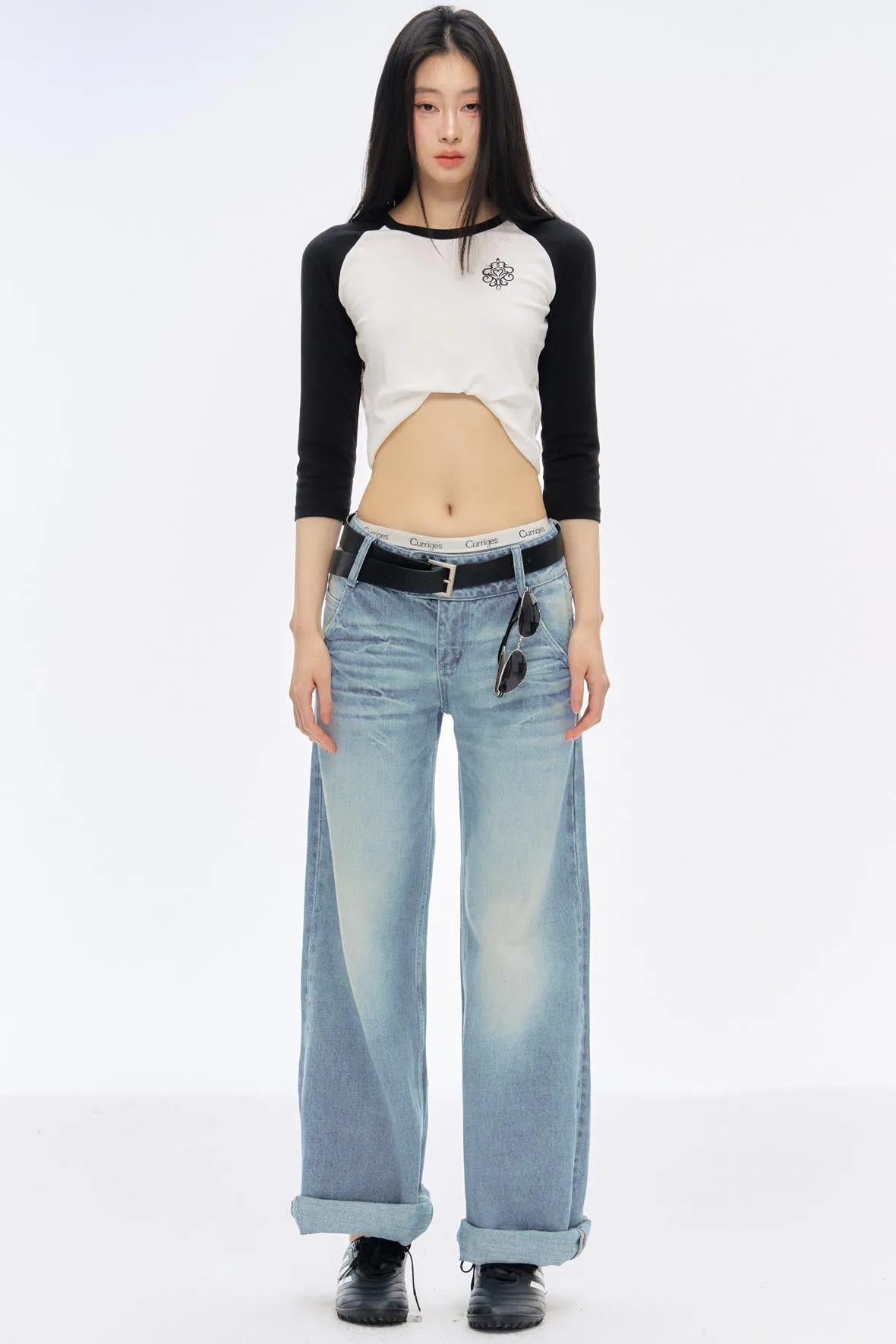 Low-Rise Slim High-Flared Jeans