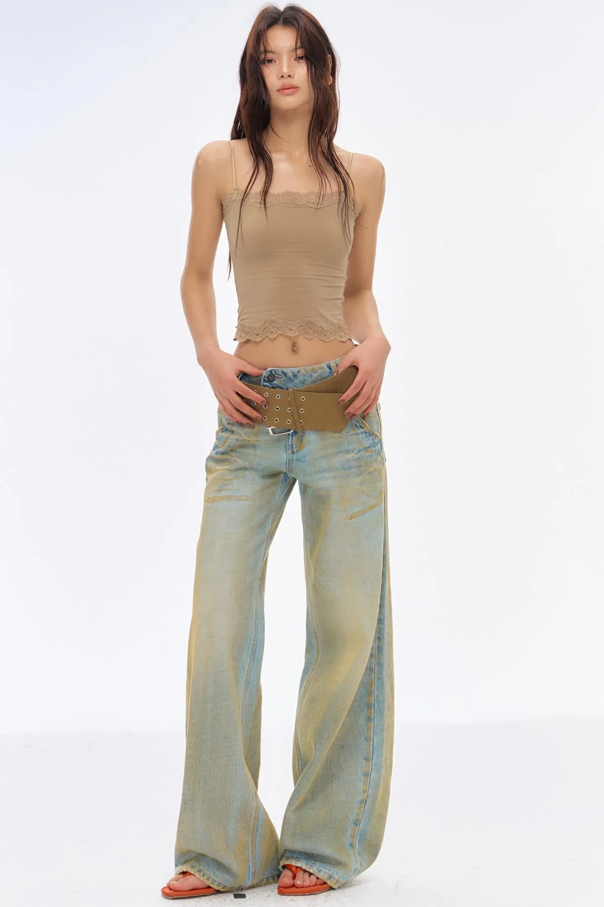 Low-Rise Slim High-Flared Jeans