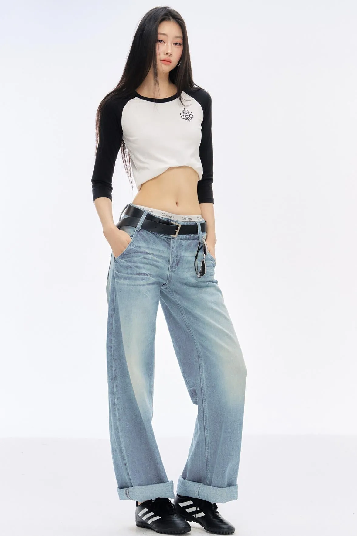Low-Rise Slim High-Flared Jeans
