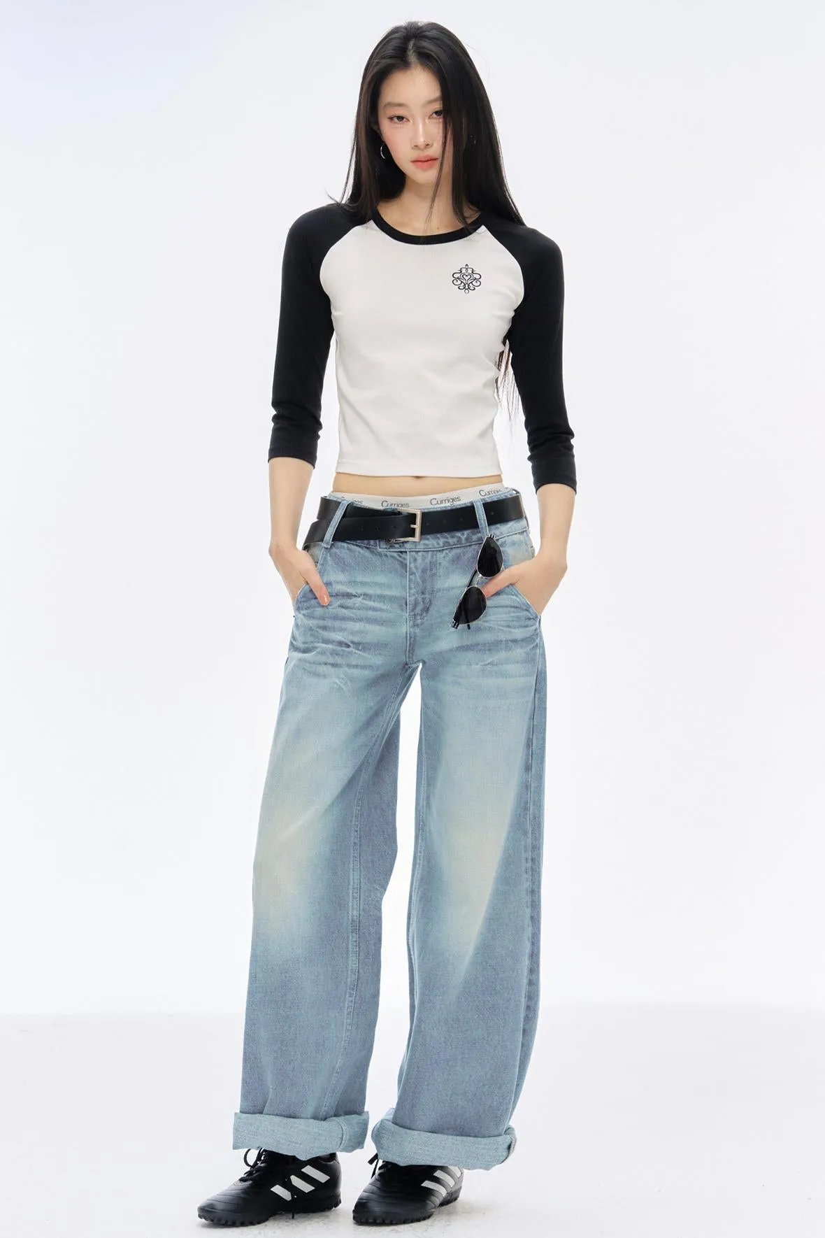 Low-Rise Slim High-Flared Jeans