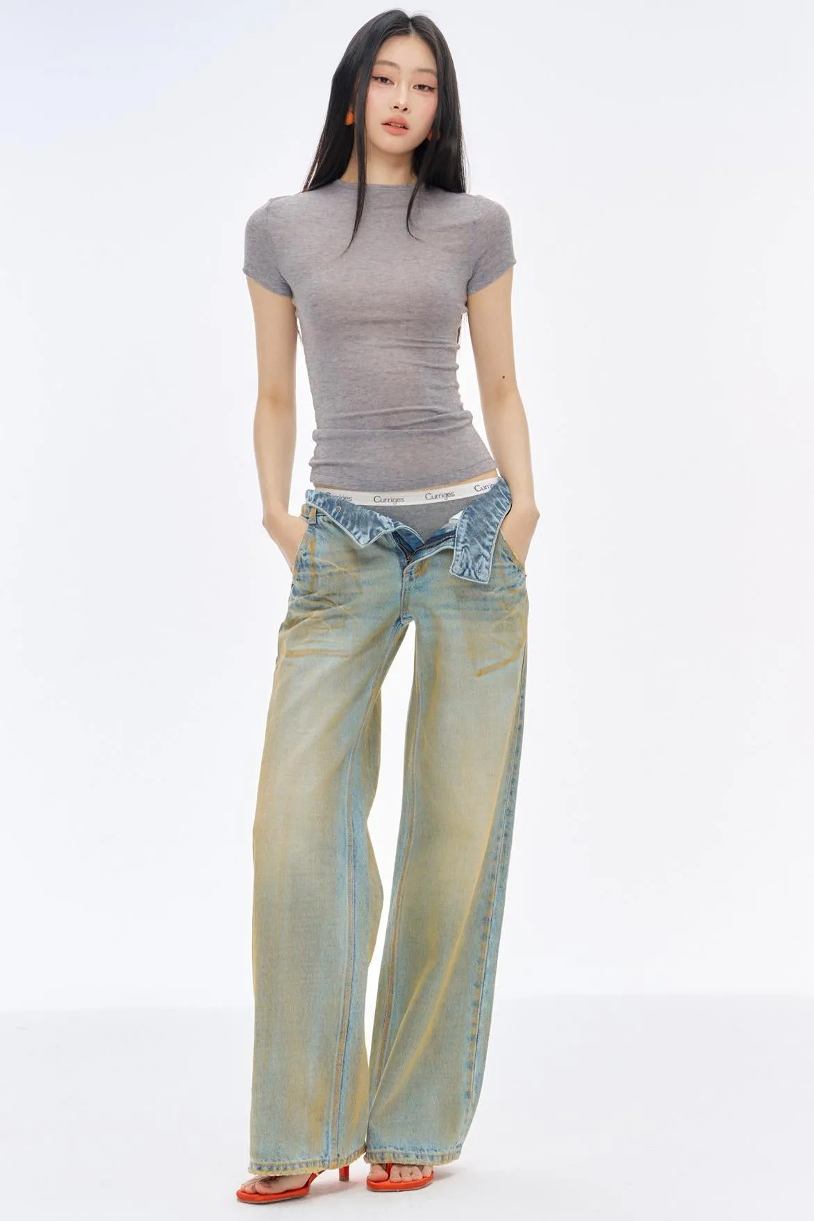Low-Rise Slim High-Flared Jeans