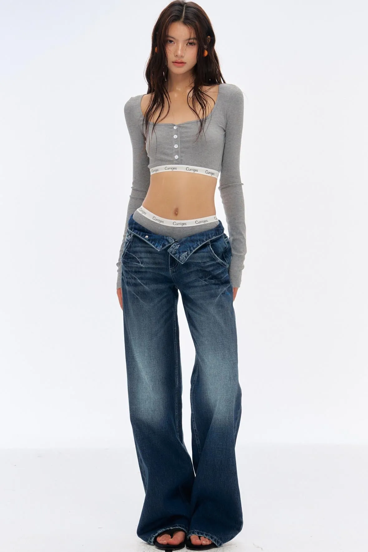 Low-Rise Slim High-Flared Jeans