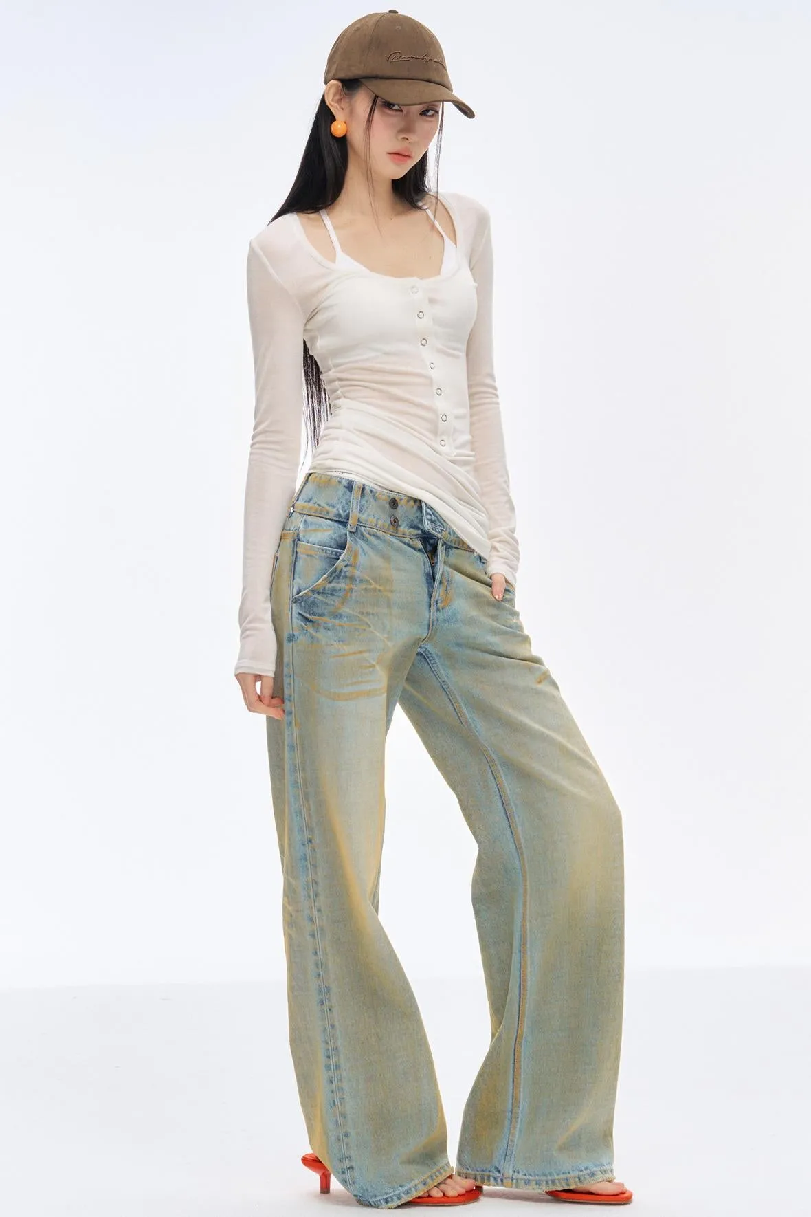 Low-Rise Slim High-Flared Jeans