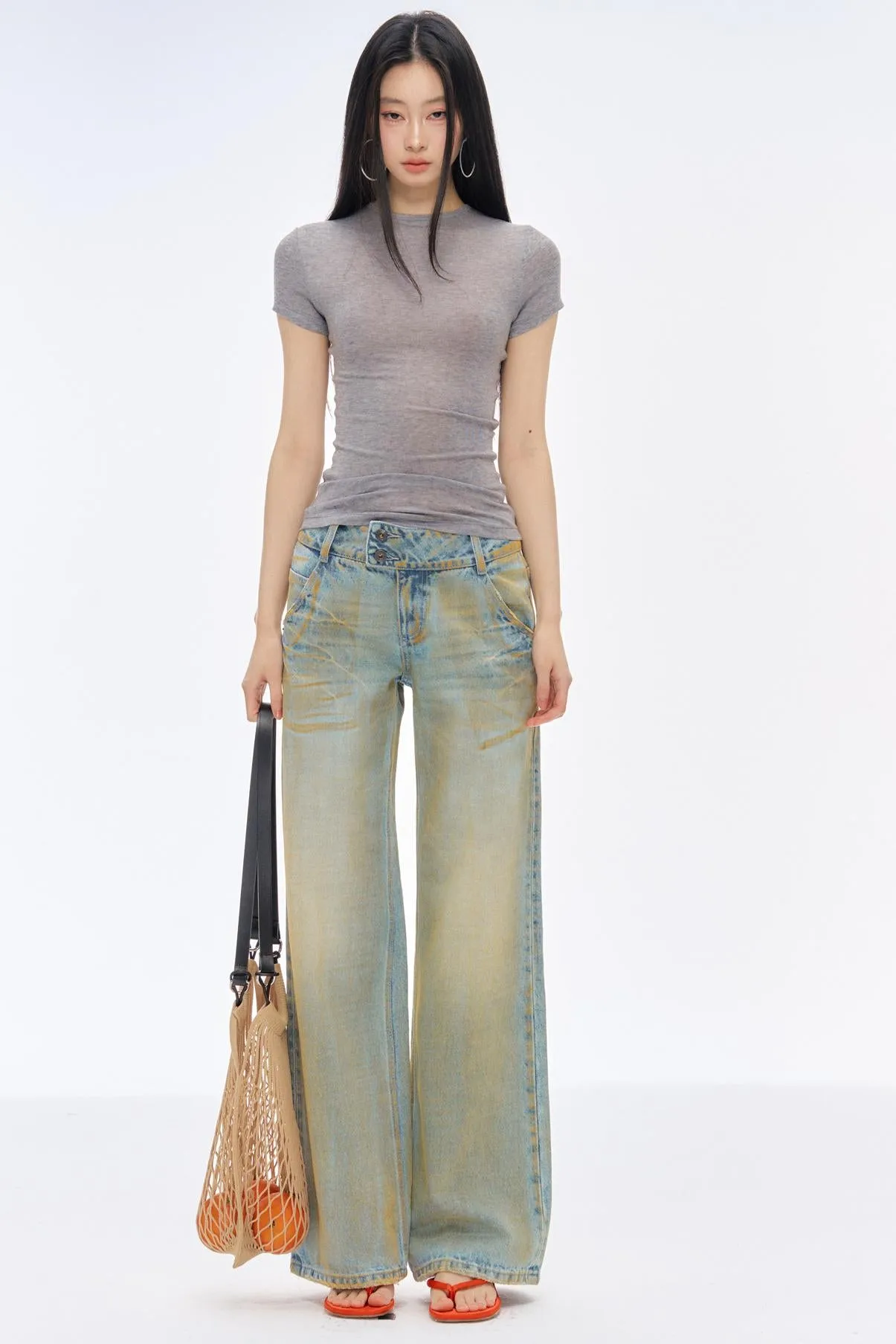 Low-Rise Slim High-Flared Jeans