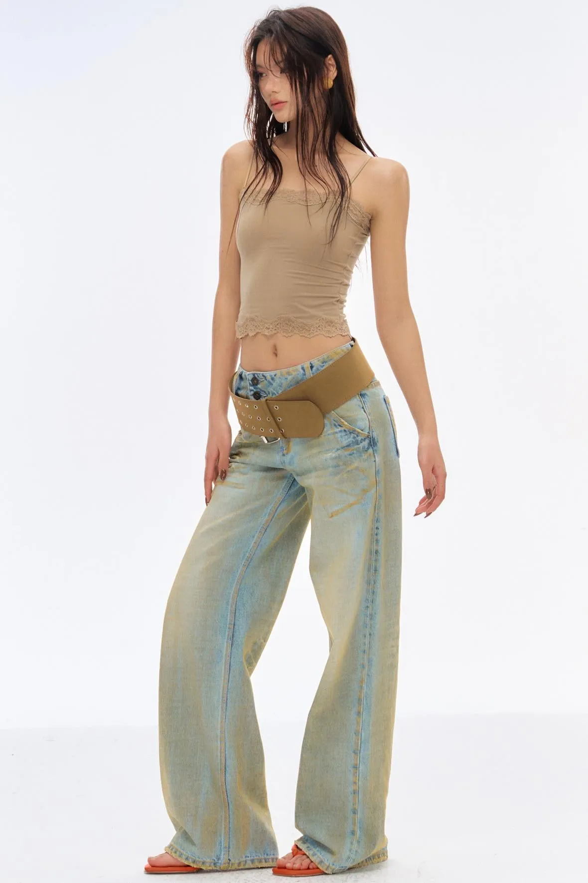 Low-Rise Slim High-Flared Jeans