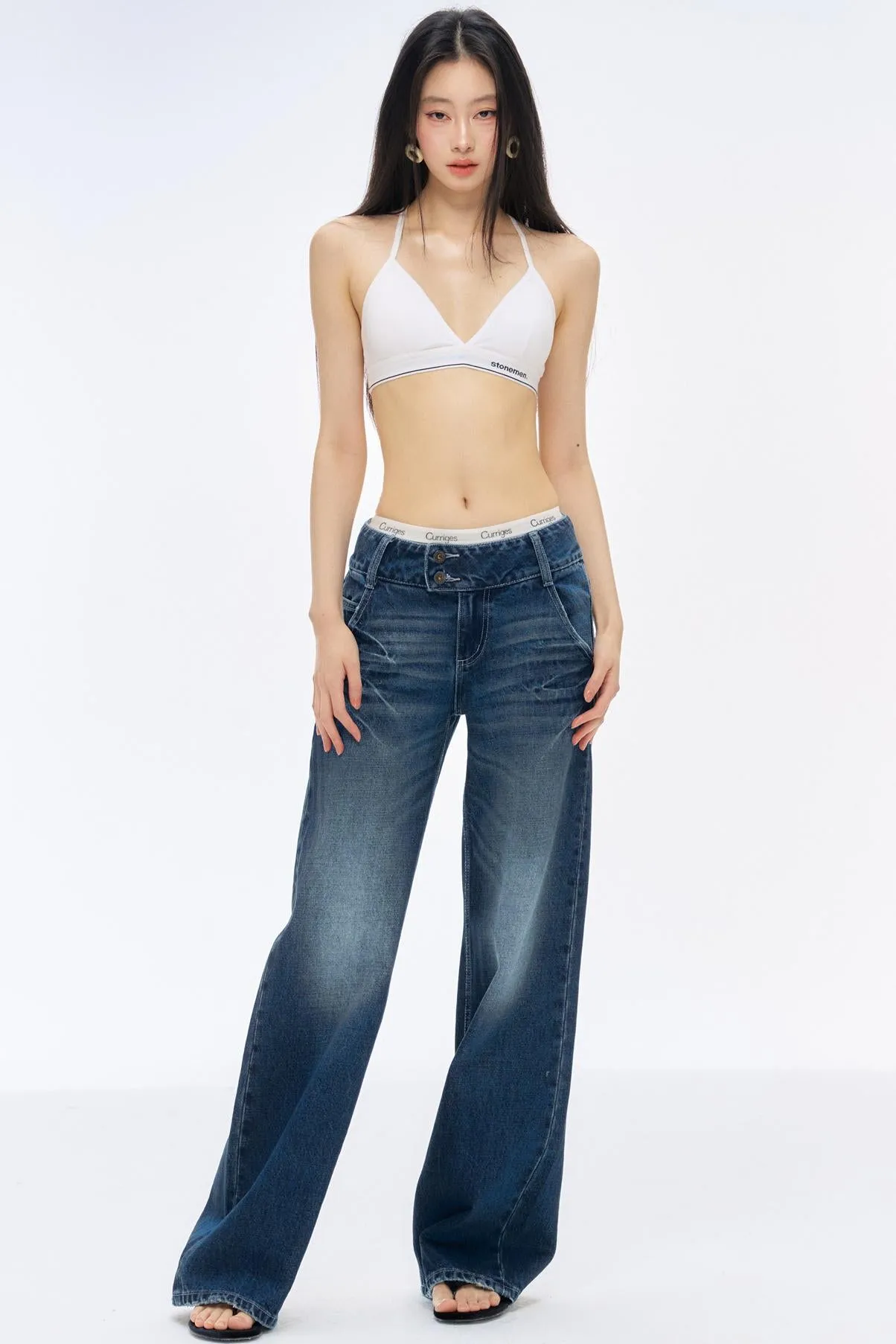 Low-Rise Slim High-Flared Jeans