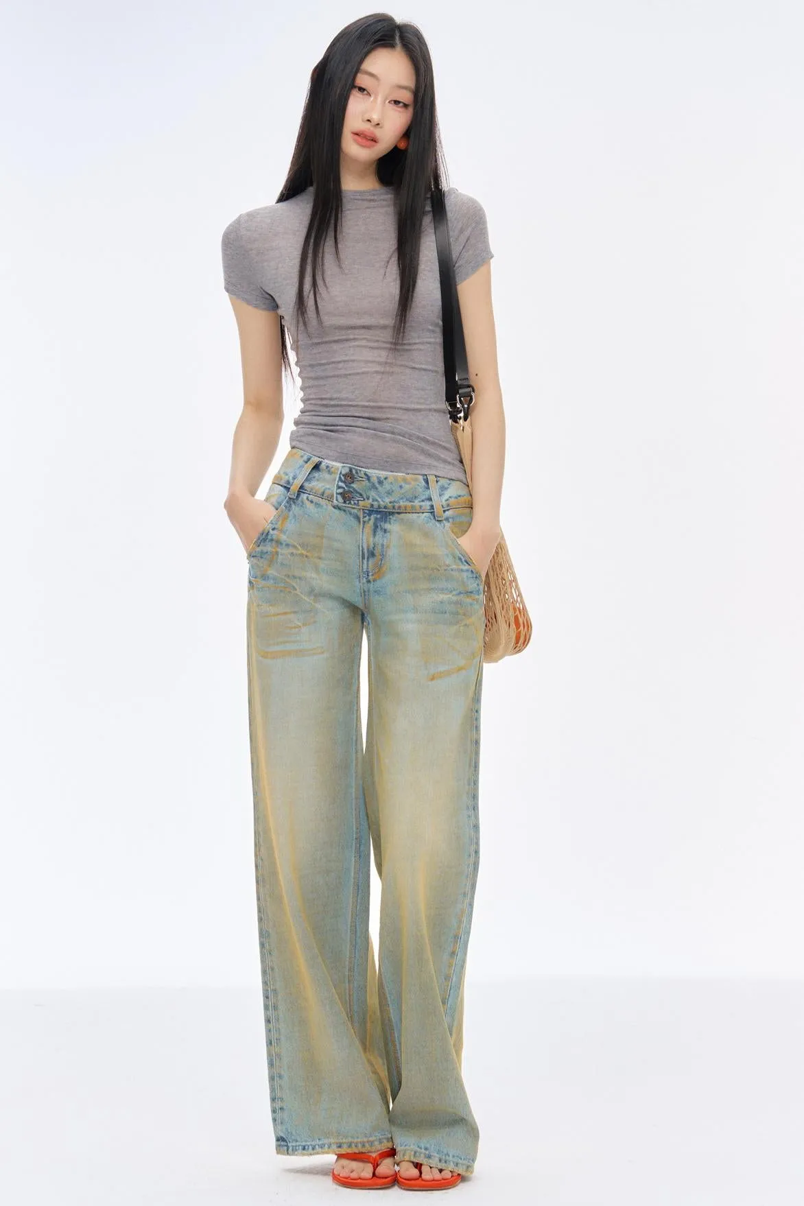 Low-Rise Slim High-Flared Jeans