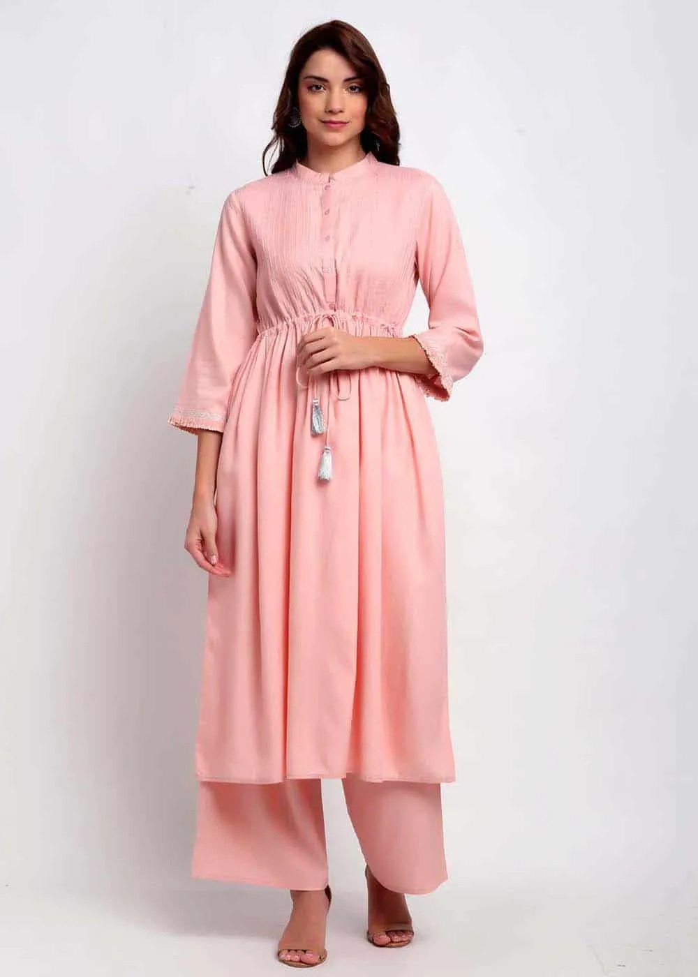 Lurex Detailed Peach Kurti