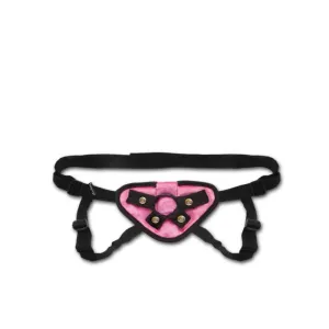 Lux Fetish Velvet Strap On Harness Pink O/S