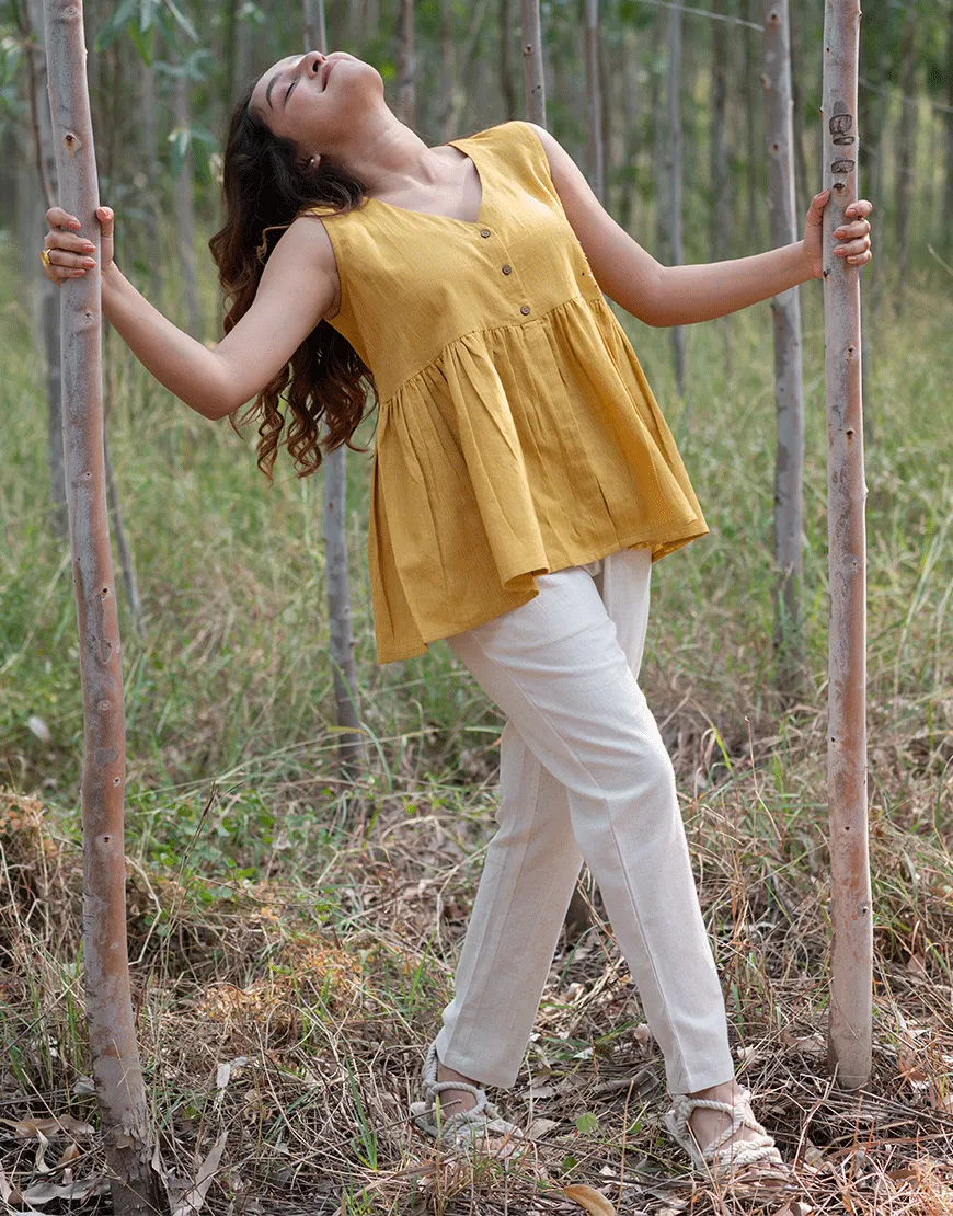 Marigold Yellow Peplum Top
