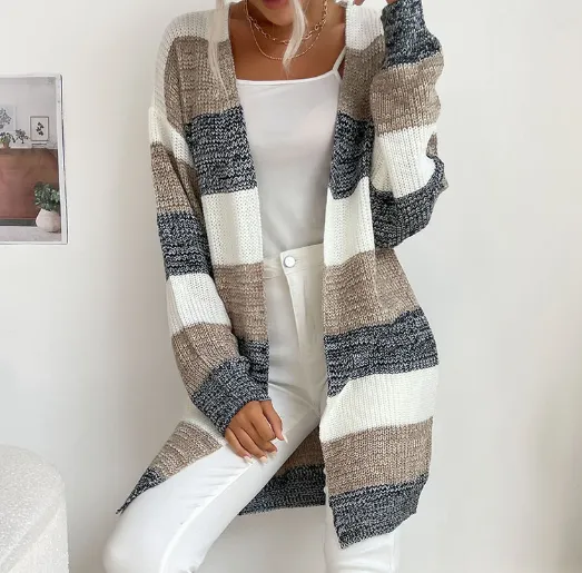 MaxMila Vest | Elegante gestreepte oversized lente-cardigan voor dames
