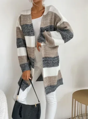 MaxMila Vest | Elegante gestreepte oversized lente-cardigan voor dames