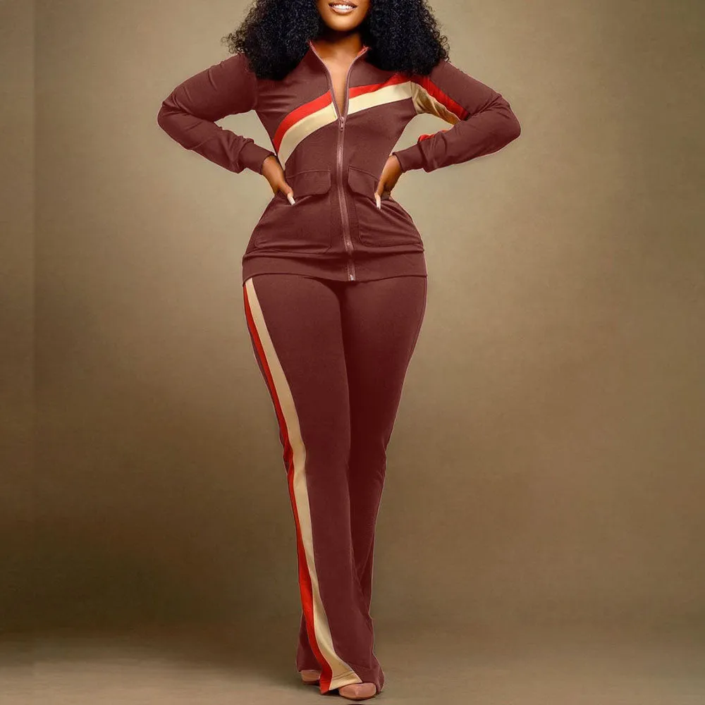 MB FASHION LONG SLEEVE ZIP UP JOGGER 2 PCS SET 7495LY