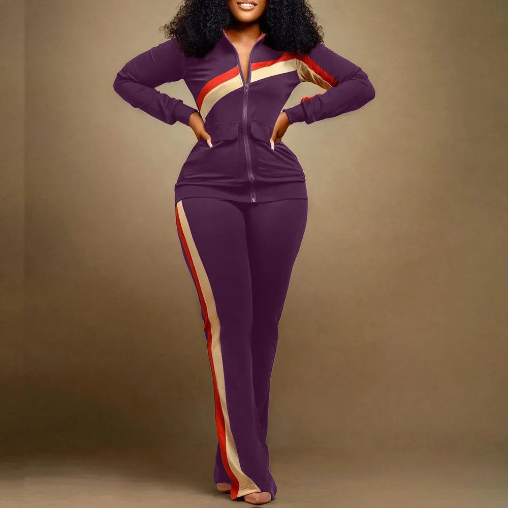 MB FASHION LONG SLEEVE ZIP UP JOGGER 2 PCS SET 7495LY