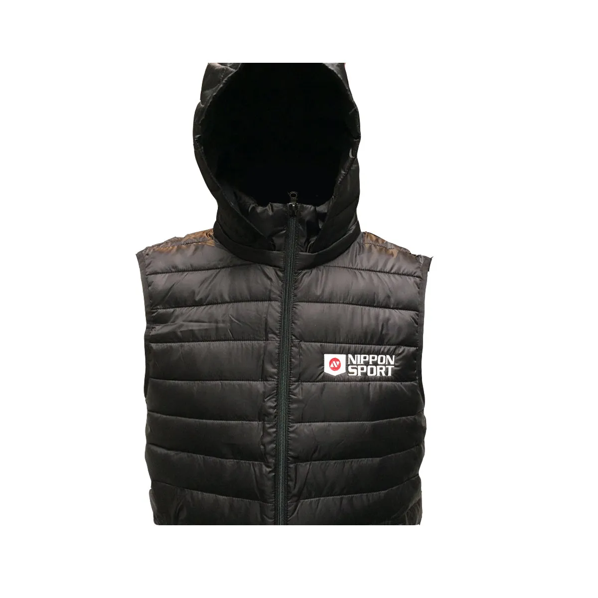Nippon Sport - Broderet vest - m. aftagelig hætte