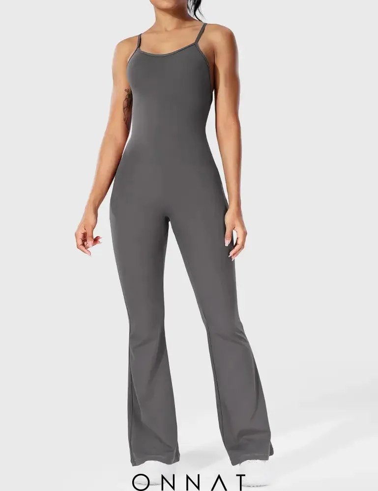 Onnat Liza V-Back Cross Flared Jumpsuit