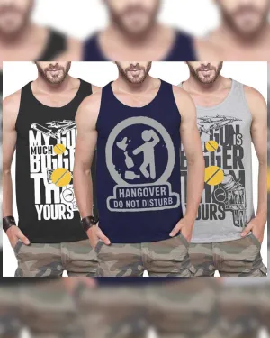 (Pack of 3) Men Printed Vest / Multicolor