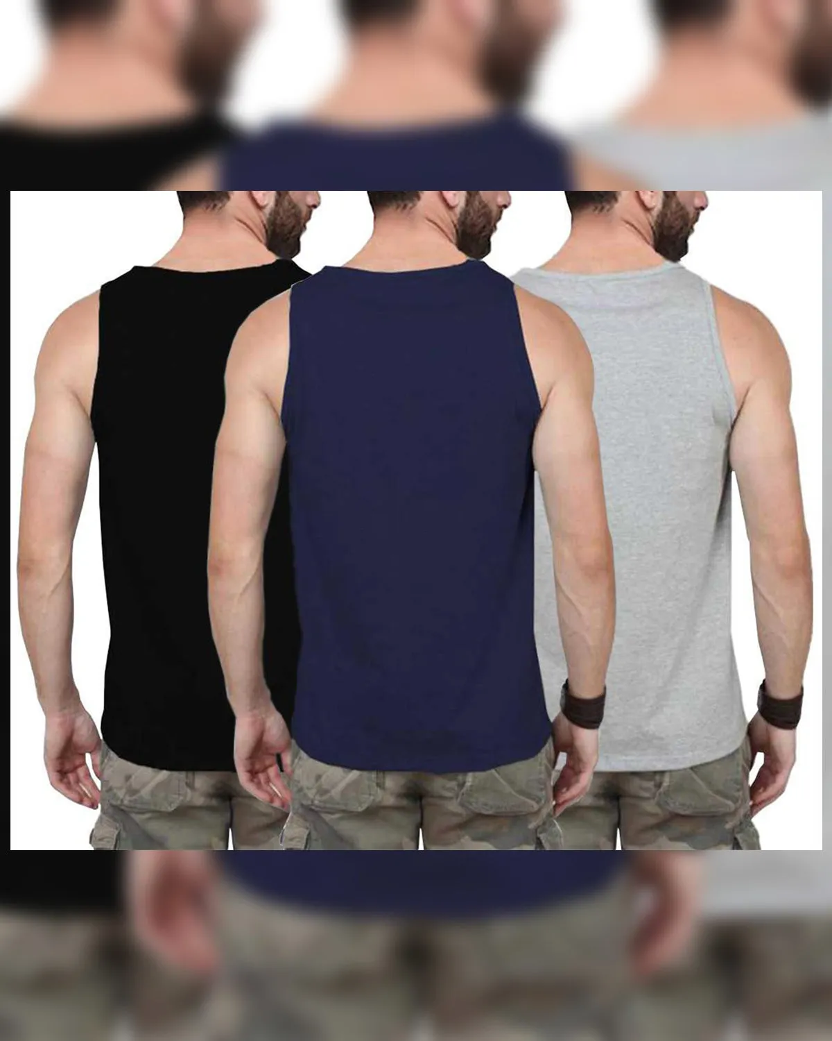 (Pack of 3) Men Printed Vest / Multicolor
