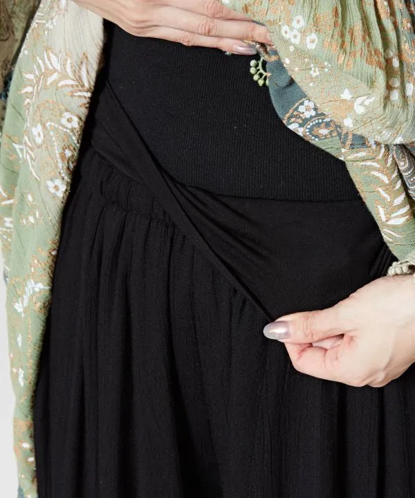 Rayon Crepe Flare Wide Leg Pants