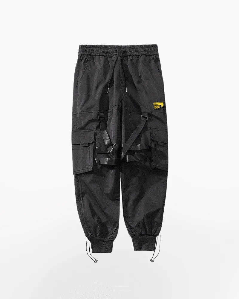 Techwear Street Style Black Cargo Jogger Pants
