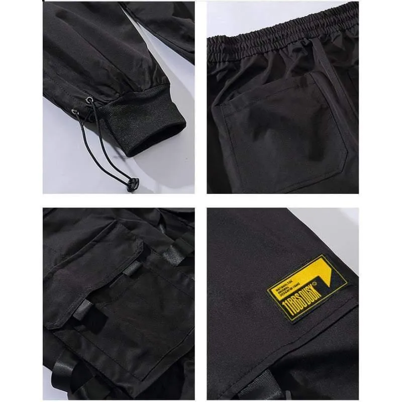Techwear Street Style Black Cargo Jogger Pants